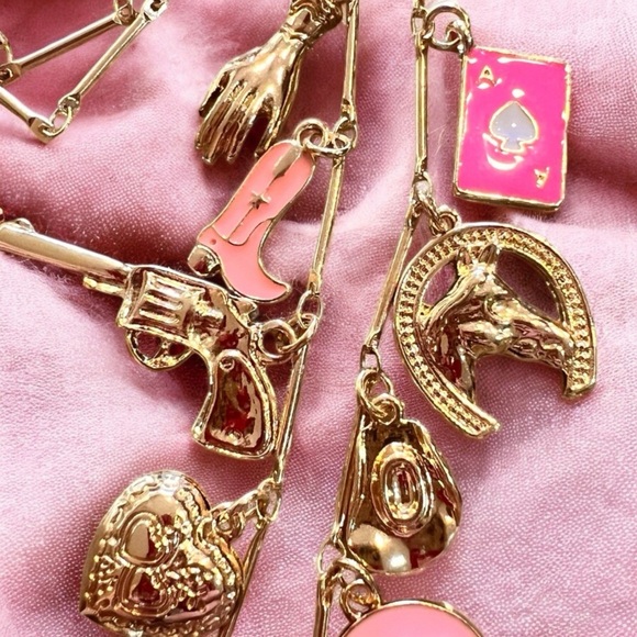 Gold and Pink toned Cowboy Charm necklace - Picture 8 of 17
